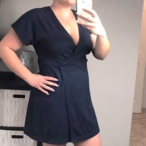 Large Madewell Wrap Dress Navy Blue V neck Casual